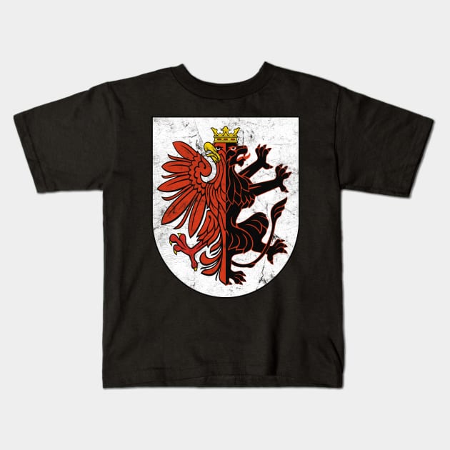 Vintage Distressed Style Poland/Polish Kuyavian-Pomeranian Voivodeship Kids T-Shirt by DankFutura